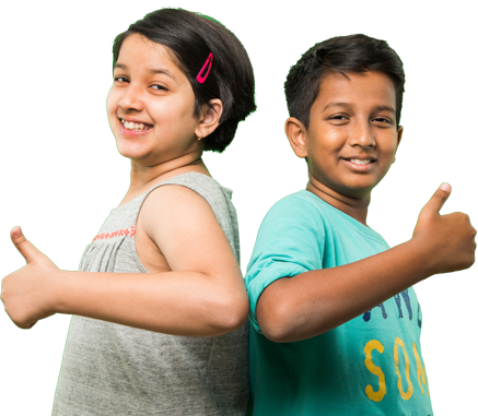 2 student showing thumb against exam