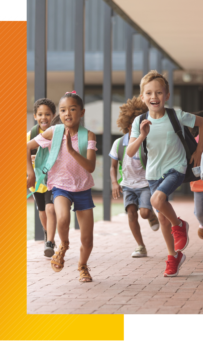 students running from academic stress