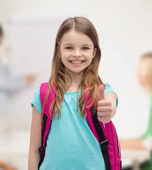 a girl showing thumb in suicide prevention program
